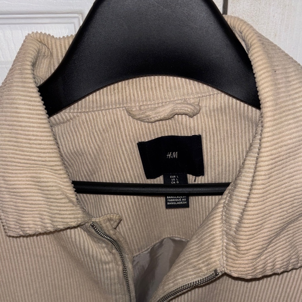 H&M Beige Corduroy Bomber Jacket